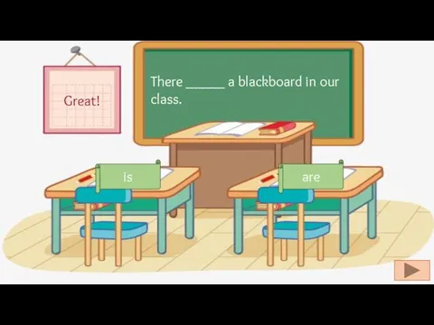 There _____ a blackboard in our class. is are Great!