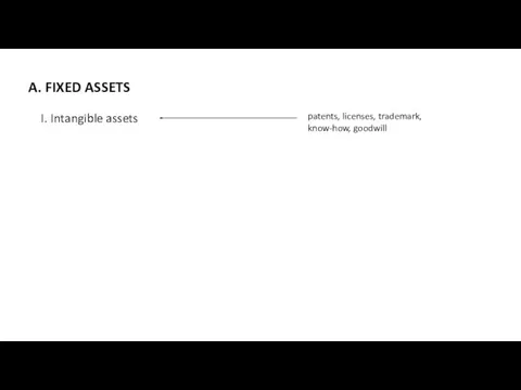 A. FIXED ASSETS I. Intangible assets patents, licenses, trademark, know-how, goodwill