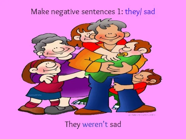 Make negative sentences 1: they/ sad They weren’t sad