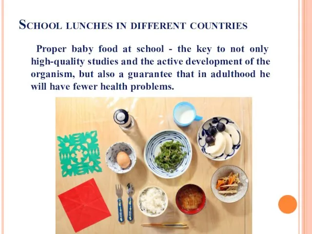 School lunches in different countries Proper baby food at school