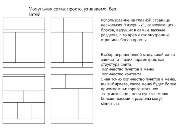 Модульная сетка: просто, узнаваемо, без затей использование на главной странице