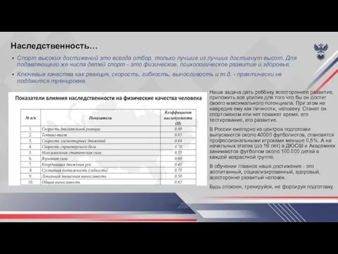 Наследственность… Спорт высоких достижений это всегда отбор, только лучшие из