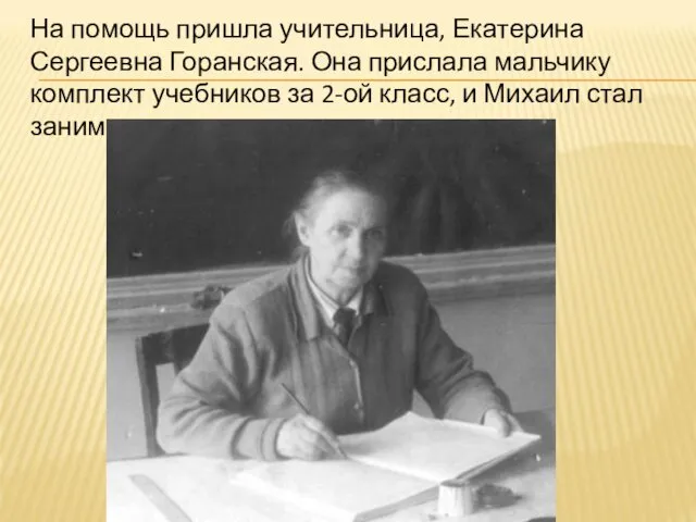 На помощь пришла учительница, Екатерина Сергеевна Горанская. Она прислала мальчику