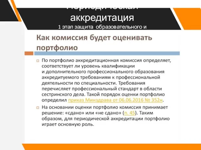 Периодическая аккредитация 1 этап защита образовательного и профессионального портфолио