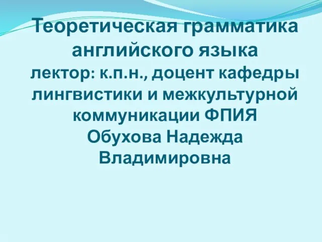 Теоретическая грамматика английского языка. Существительное