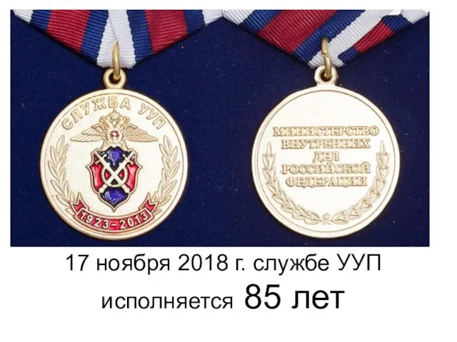 17 ноября 2018 г. службе УУП исполняется 85 лет