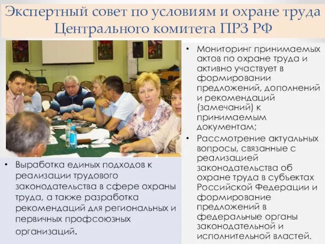 Экспертный совет по условиям и охране труда Центрального комитета ПРЗ