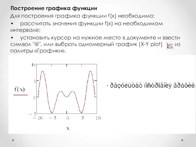 Построение графика функции Для построения графика функции f(x) необходимо: •