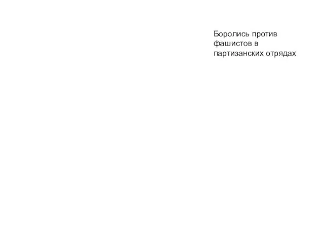 Боролись против фашистов в партизанских отрядах Боролись против фашистов в партизанских отрядах