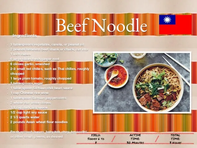 Beef Noodle Ingredients 3 tablespoons vegetable, canola, or peanut oil