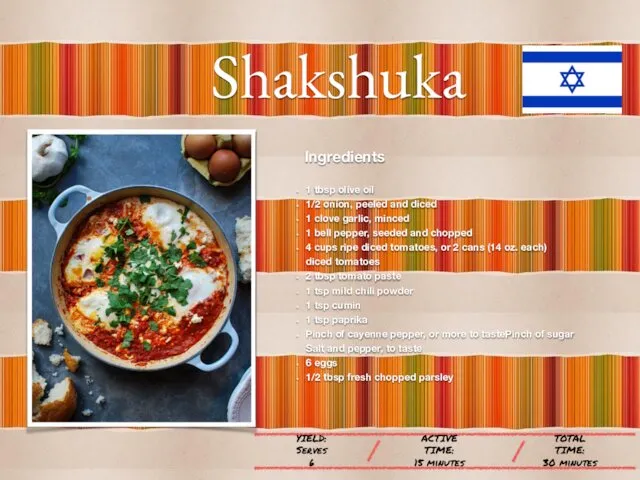 Shakshuka Ingredients 1 tbsp olive oil 1/2 onion, peeled and