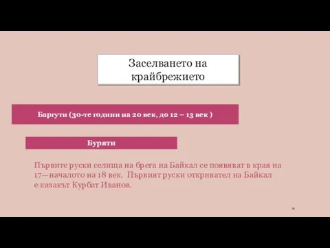 Заселването на крайбрежието Баргути (30-те години на 20 век, до