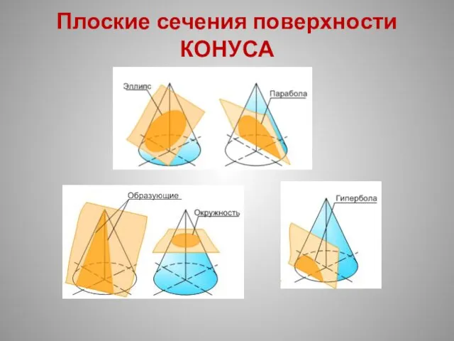 Плоские сечения поверхности КОНУСА