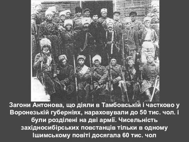 Загони Антонова, що діяли в Тамбовській і частково у Воронезькій