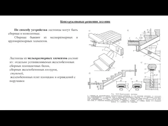 Конструктивные решения лестниц По способу устройства лестницы могут быть сборные