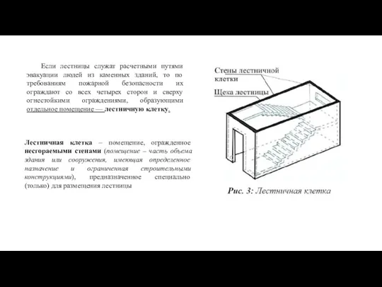 Лестничная клетка – помещение, огражденное несгораемыми стенами (помещение – часть