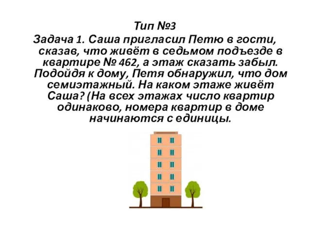 Тип №3 Задача 1. Саша пригласил Петю в гости, сказав,