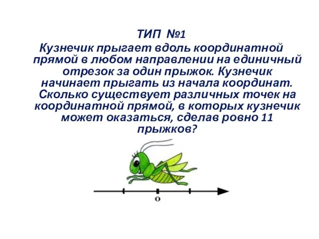 ТИП №1 Кузнечик прыгает вдоль координатной прямой в любом направлении