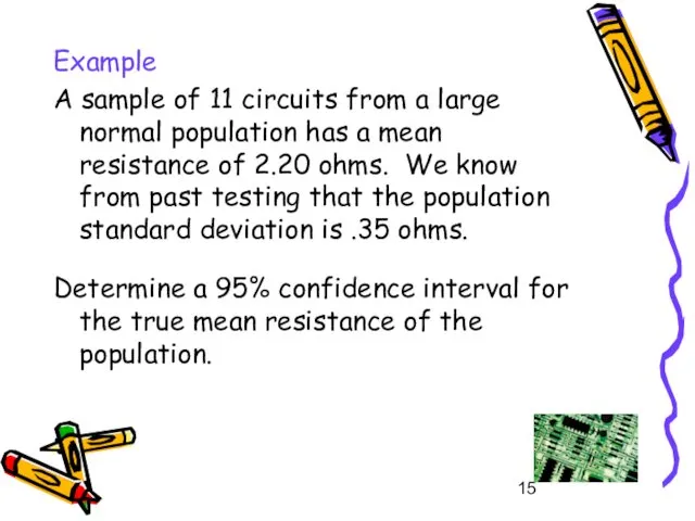 Example A sample of 11 circuits from a large normal population has a
