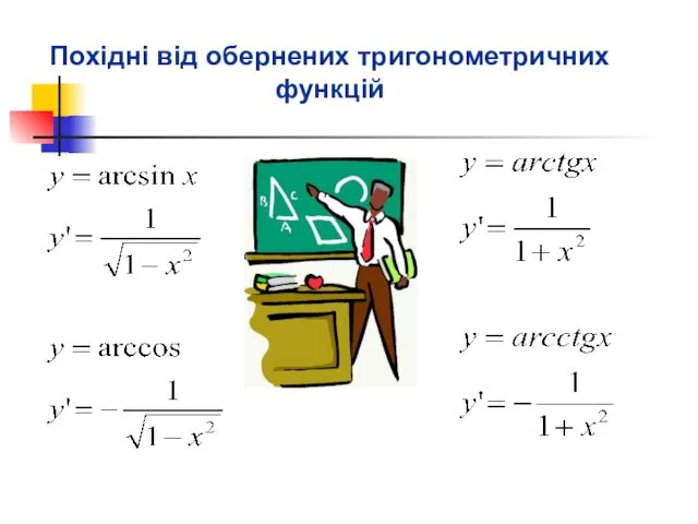 Похідні від обернених тригонометричних функцій