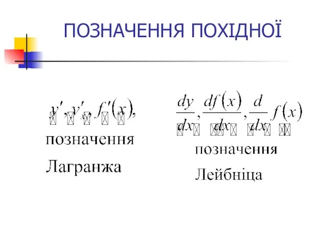 ПОЗНАЧЕННЯ ПОХІДНОЇ