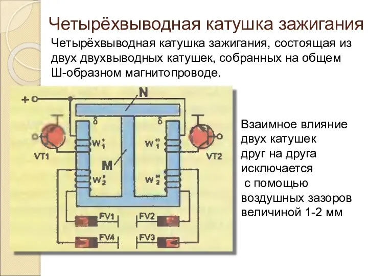 Четырёхвыводная катушка зажигания Четырёхвыводная катушка зажигания, состоящая из двух двухвыводных