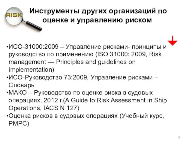 Инструменты других организаций по оценке и управлению риском ИСО-31000:2009 – Управление рисками- принципы