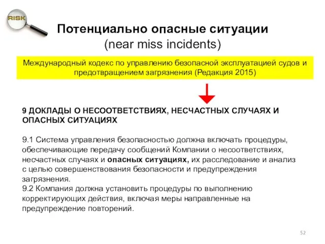 9 ДОКЛАДЫ О НЕСООТВЕТСТВИЯХ, НЕСЧАСТНЫХ СЛУЧАЯХ И ОПАСНЫХ СИТУАЦИЯХ 9.1