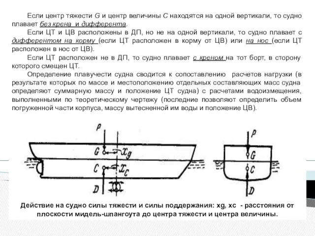 Если центр тяжести G и центр величины С находятся на