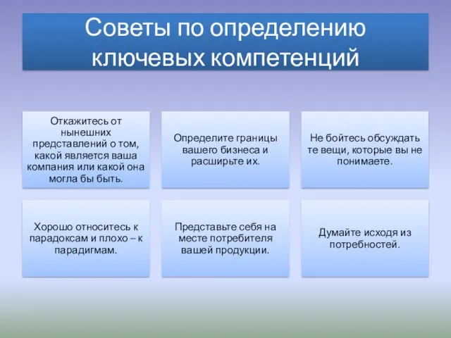 Советы по определению ключевых компетенций