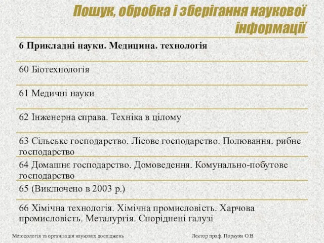 Пошук, обробка і зберігання наукової інформації Методологія та організація наукових досліджень Лектор проф. Поркуян О.В.