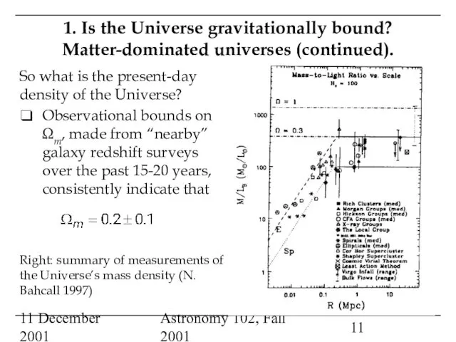 11 December 2001 Astronomy 102, Fall 2001 So what is