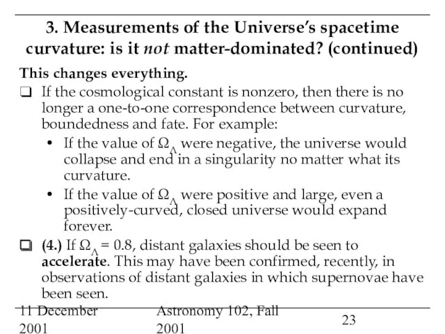 11 December 2001 Astronomy 102, Fall 2001 3. Measurements of