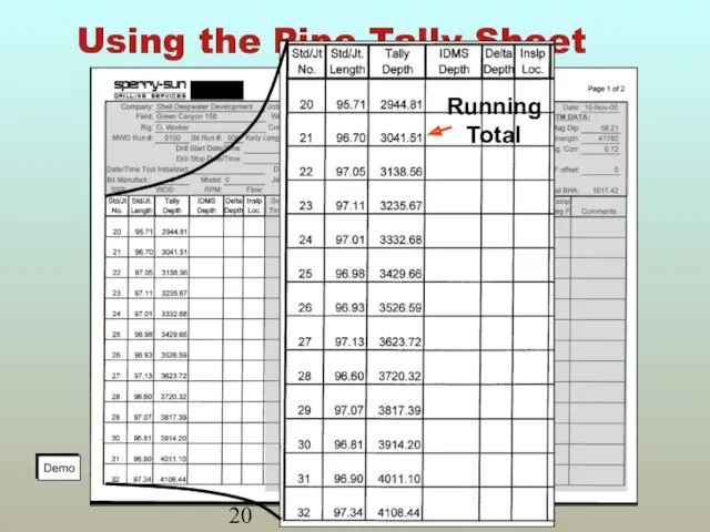 Using the Pipe Tally Sheet