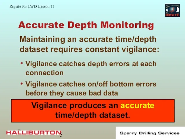 Accurate Depth Monitoring Vigilance catches depth errors at each connection Vigilance catches on/off