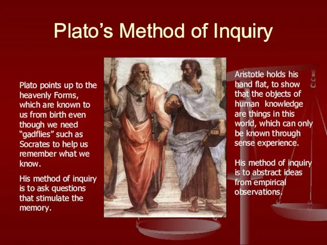 Plato’s Method of Inquiry Plato’s Method of Inquiry Plato points