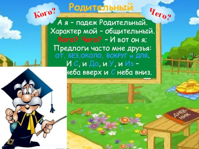 Родительный А я – падеж Родительный. Характер мой – общительный. Кого? Чего? –