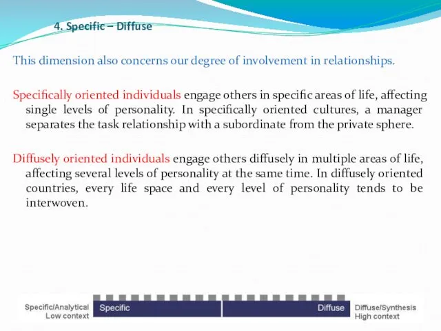 4. Specific – Diffuse This dimension also concerns our degree