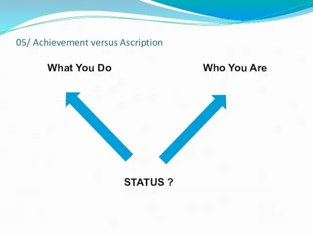 05/ Achievement versus Ascription STATUS ?