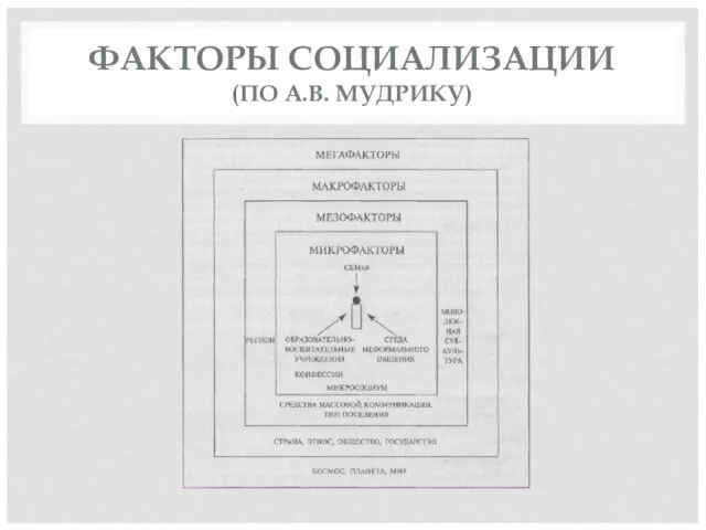 ФАКТОРЫ СОЦИАЛИЗАЦИИ (ПО А.В. МУДРИКУ)