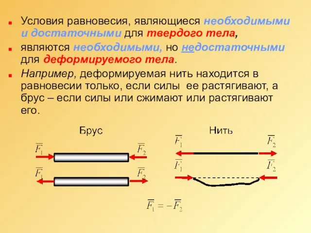 Условия равновесия, являющиеся необходимыми и достаточными для твердого тела, являются