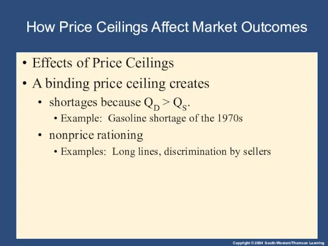 How Price Ceilings Affect Market Outcomes Effects of Price Ceilings