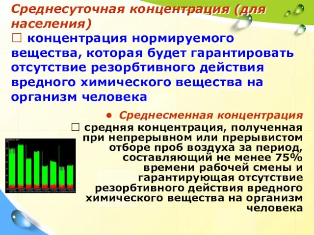 Среднесуточная концентрация (для населения) ? концентрация нормируемого вещества, которая будет