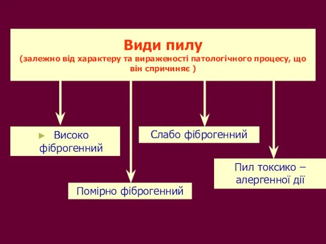 Види пилу (залежно від характеру та вираженості патологічного процесу, що