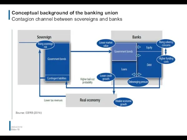 Conceptual background of the banking union Contagion channel between sovereigns