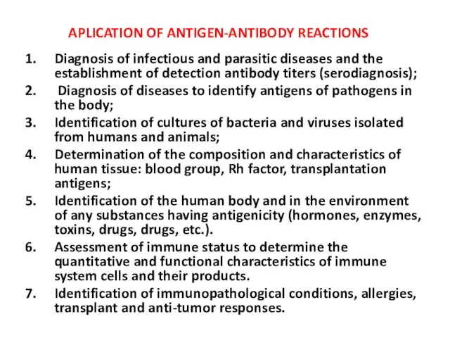 Diagnosis of infectious and parasitic diseases and the establishment of