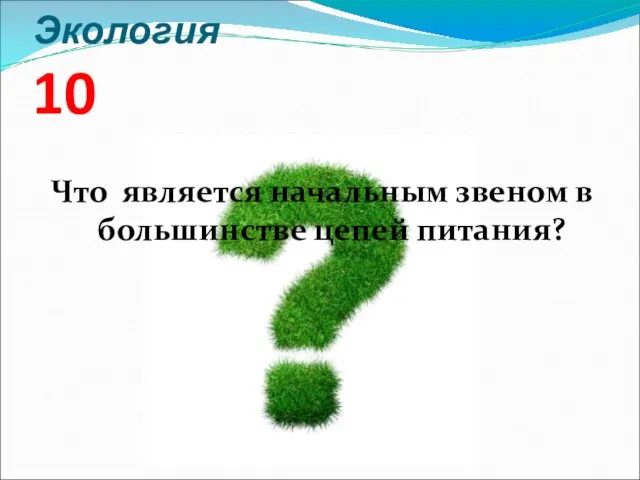 Экология 10 Что является начальным звеном в большинстве цепей питания?