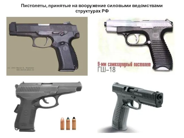 Пистолеты, принятые на вооружение силовыми ведомствами структурах РФ