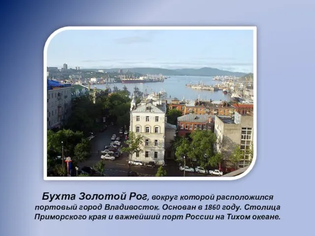 Бухта Золотой Рог, вокруг которой расположился портовый город Владивосток. Основан