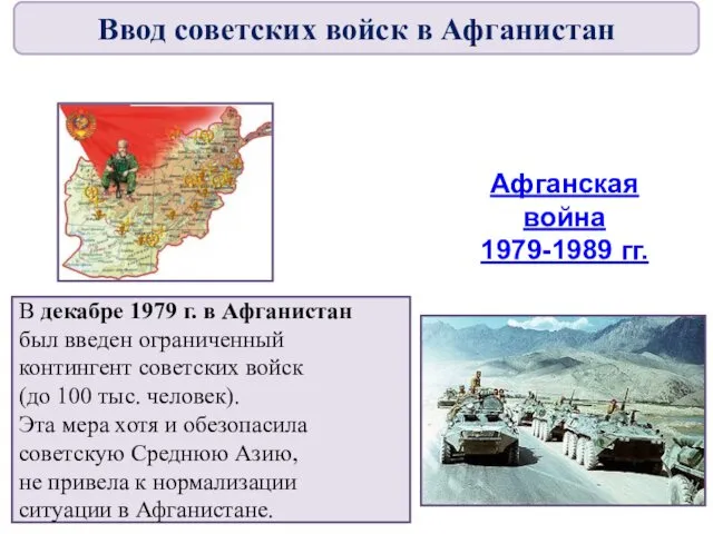 Афганская война 1979-1989 гг. В декабре 1979 г. в Афганистан